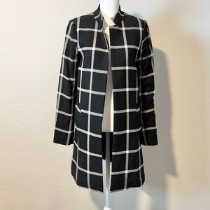 Carolina Belle Black White Grid Blazer Coat